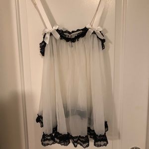 Sheer cream and black lace VS lingerie NWOT